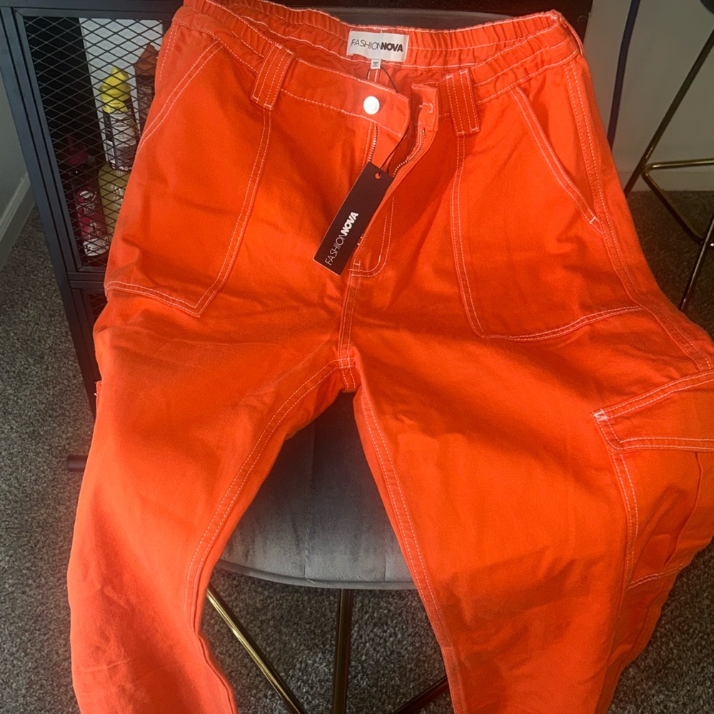 orange fashion nova cargo pants